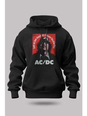 Buzagi Ac/dc Oversize Kapüşonlu Unisex Şardonlu Sweatshirt