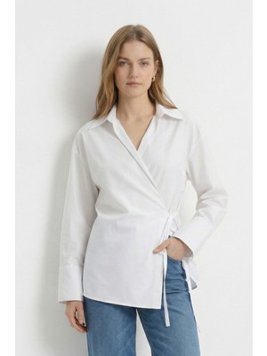 Rays Beyaz Kol Yırtmaçlı Yandan Bağlamalı Gömlek 5257
