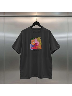 Buzagi Abstract Dijital Baskı Siyah Beyaz Unisex Oversize Tişört