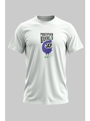 Buzagi Goose Dijital Baskı Regular Kalıp Beyaz Unisex Tişört