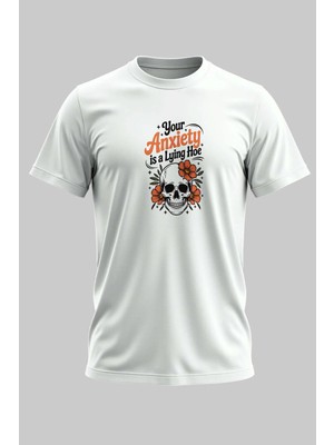 Buzagi Anxiety Dijital Baskı Regular Kalıp Beyaz Unisex Tişört
