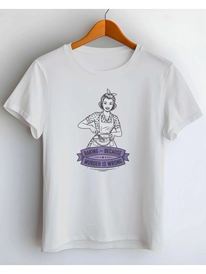 Buzagi Baking Dijital Baskı Regular Kalıp Beyaz Unisex Tişört