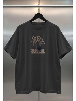 Buzagi Surreal Dijital Baskı Siyah Beyaz Unisex Oversize Tişört