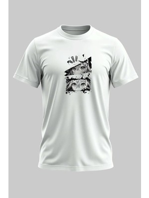 Buzagi Manga Dijital Baskı Regular Kalıp Beyaz Unisex Tişört