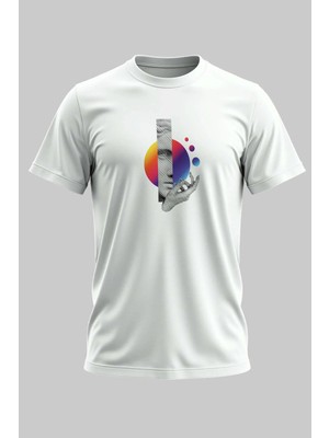 Buzagi Heykel Dijital Baskı Regular Kalıp Beyaz Unisex Tişört