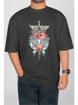 Buzagi Bon Jovi Dijital Baskı Oversize Unisex Tişört