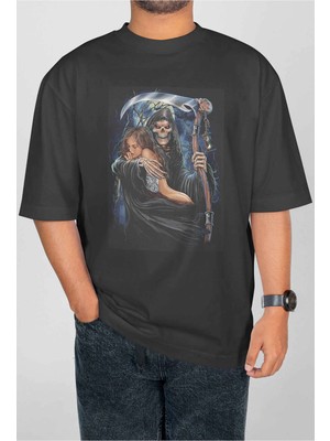 Buzagi Calavera Dijital Baskı Oversize Unisex Tişört