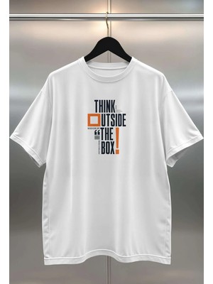 Buzagi Organik Pamuk Dijital Baskılı Oversize Beyaz Tişört