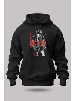 Buzagi Ac/dc Oversize Kapüşonlu Unisex Şardonlu Sweatshirt