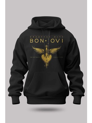 Buzagi Bon Jovi Oversize Kapüşonlu Unisex Şardonlu Sweatshirt