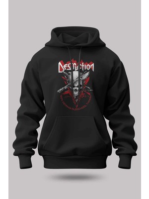 Buzagi Destruction Oversize Kapüşonlu Unisex Şardonlu Sweatshirt