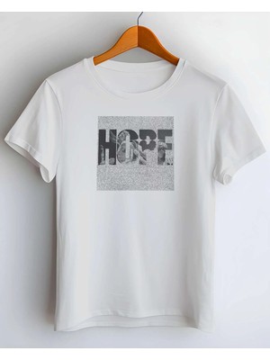 Buzagi Hope Dijital Baskı Regular Kalıp Beyaz Unisex Tişört