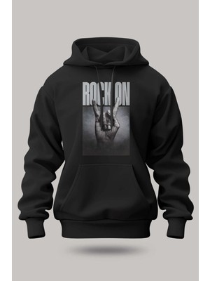 Buzagi Rock On Oversize Kapüşonlu Unisex Şardonlu Sweatshirt