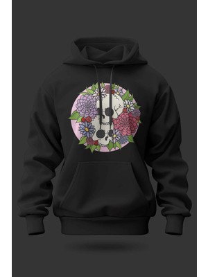 Buzagi Blossom Skull Oversize Kapüşonlu Unisex Şardonlu Sweatshirt