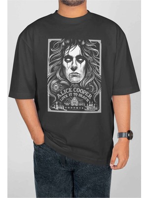 Buzagi Alice Cooper Dijital Baskı Oversize Unisex Tişört