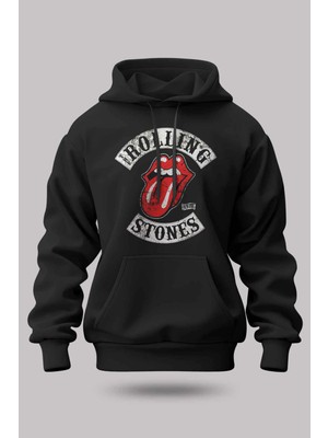 Buzagi The Rolling Stones Oversize Kapüşonlu Unisex Şardonlu Sweatshirt