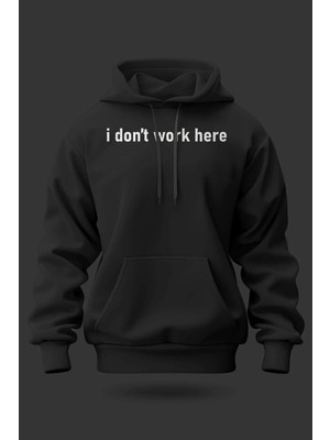 Buzagi I Don't Work Here Oversize Kapüşonlu Unisex Şardonlu Sweatshirt