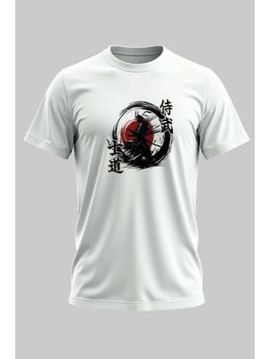 Buzagi Samurai Dijital Baskı Regular Kalıp Beyaz Unisex Tişört