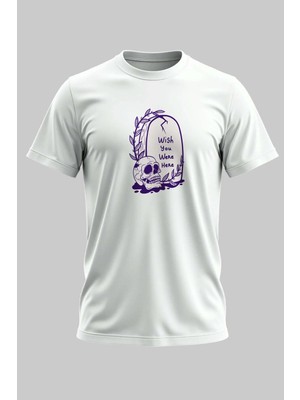 Buzagi Wish You Were Here Dijital Baskı Regular Kalıp Beyaz Unisex Tişört