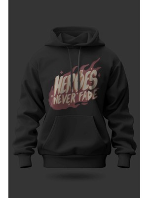 Buzagi Heroes Never Fade Oversize Kapüşonlu Unisex Şardonlu Sweatshirt