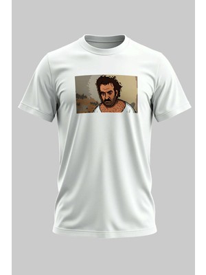 Buzagi Uyanış Dijital Baskı Regular Kalıp Beyaz Unisex Tişört