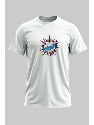 Buzagi Wow Dijital Baskı Regular Kalıp Beyaz Unisex Tişört