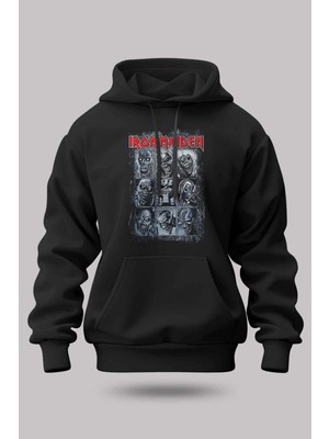 Buzagi Iron Maiden Oversize Kapüşonlu Unisex Şardonlu Sweatshirt