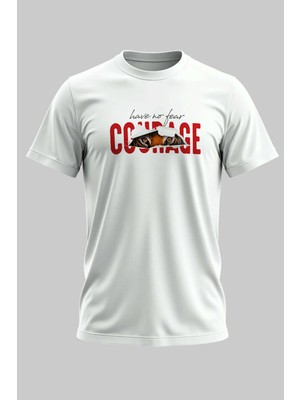 Buzagi Courage Dijital Baskı Regular Kalıp Unisex Beyaz T-Shirt
