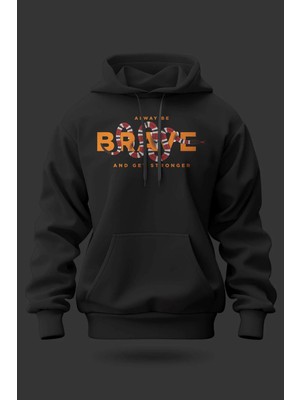 Buzagi Brave Yılan Oversize Kapüşonlu Unisex Şardonlu Sweatshirt