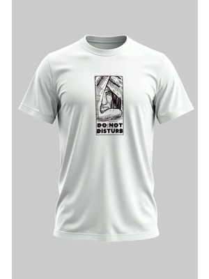 Buzagi Do Not Disturb Dijital Baskı Regular Kalıp Beyaz Unisex Tişört