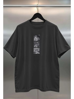 Buzagi Memories Dijital Baskı Siyah Beyaz Unisex Oversize Tişört