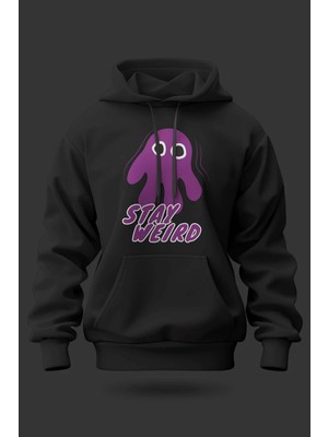 Buzagi Stay Weird Oversize Kapüşonlu Unisex Şardonlu Sweatshirt