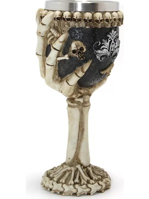 Marsilyan Iskelet Eli Tutan 3D Kabartmalı Paslanmaz Çelik Kadeh Bardak