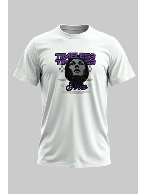 Buzagi Timeless Dijital Baskı Regular Kalıp Beyaz Unisex Tişört