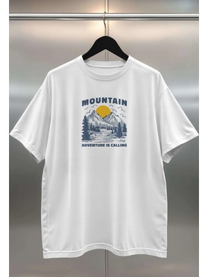 Buzagi Organik Pamuk Dijital Baskılı Oversize Beyaz Tişört