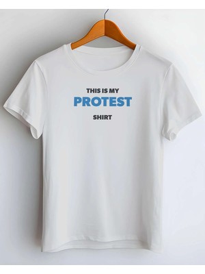 Buzagi Protest Dijital Baskı Regular Kalıp Beyaz Unisex Tişört