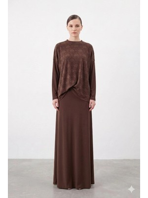 Nuss Desen Detay Etekli Takım - 1058 Kahve