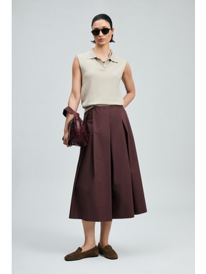 Lufian Luna Kadın Etek Koyu Kahve
