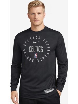 Nike Boston Celtics Legend Practice Sweatshirt Ss Crew Black Logolu Unisex Günlük Sweatshirt Siyah