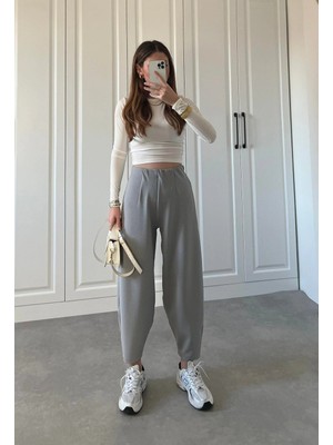 Stores36 Kadın Krep Kumaş Balon Pantolon