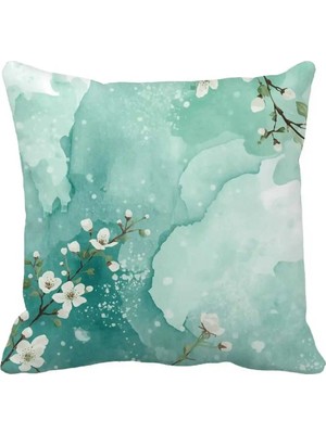 Queen Jera Pastel Tonlu Çiçek Desenli Dekoratif Kırlent Kılıfı - 43X43 cm Çift Taraflı Modern Yastık Kılıfı