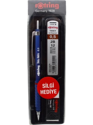 Rotring Okul Seti Versatil Kalem Tikky Retro 0.5+Min Silgi Hediyeli Mavi