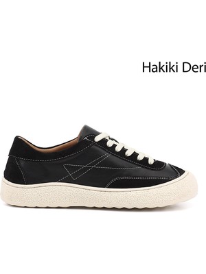 Gönderi(r) Kadın Siyah  Bağcıklı Hakiki Deri Sneaker