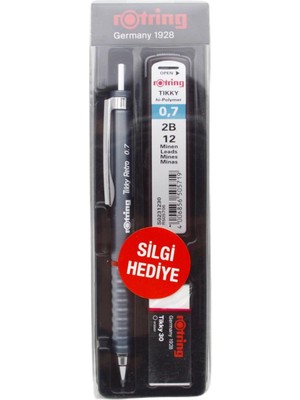 Rotring Okul Seti Versatil Kalem + Min Silgi Hediyeli Tikky Retro 0.7 Gri