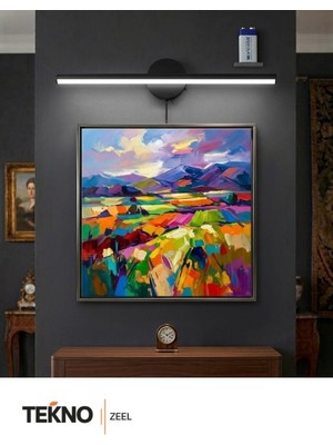 Teknozeel Modern Dekoratif LED Günışığı Aydınlatma Duvar Resim Ayna Aplik 38 cm Eskitme Pil Dahildir