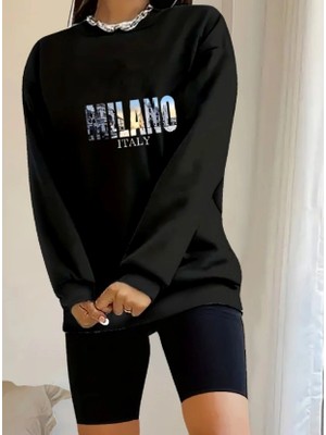 Stores36 Kadın Uzun Kollu Bisiklet Yaka Desenli Viskon Iki Iplik Bluz