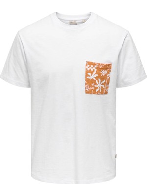 Only & Sons Onsperry Lıfe Reg Leaf Ss Pockettee Beyaz Erkek T-Shirt 22025286