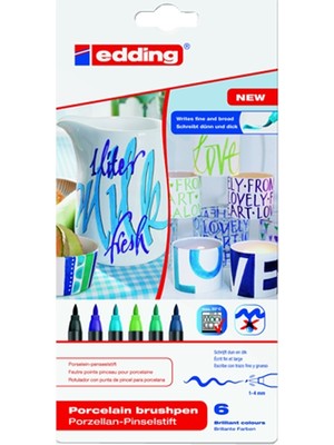  edding porselen kalemi 6 lı set soğuk renkler