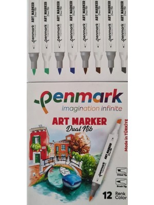 Penmark Markers Art Brush Çift Uçlu Kalem 12 Renk Set Hs-9000-12