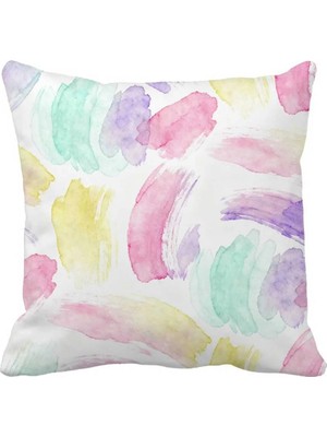 Queen Jera Pastel Renkli Soyut Desenli Dekoratif Kırlent Kılıfı 43 x 43 - Çift Taraflı Trend Ev Tekstili